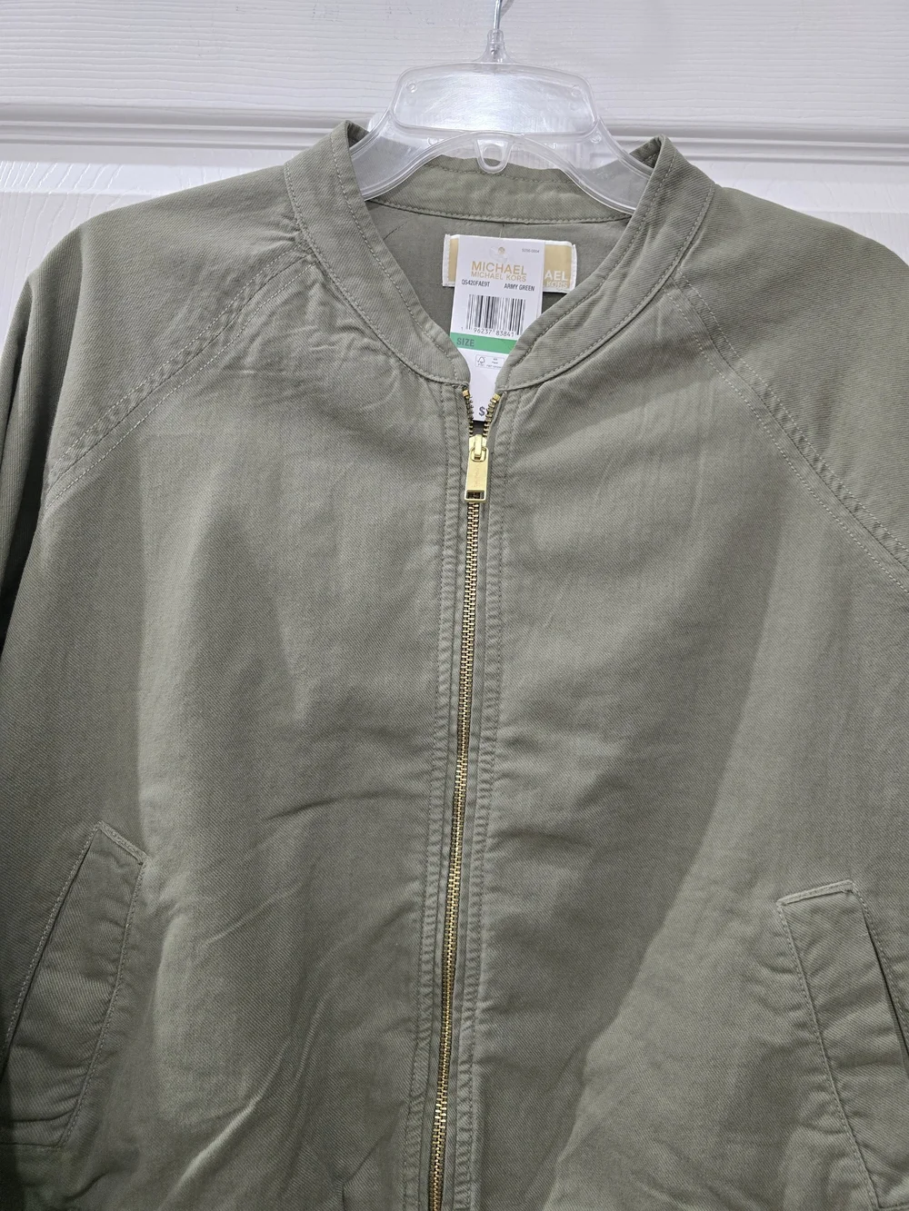 Michael Kors Olive Green Bomber Jacket - Size L NWT